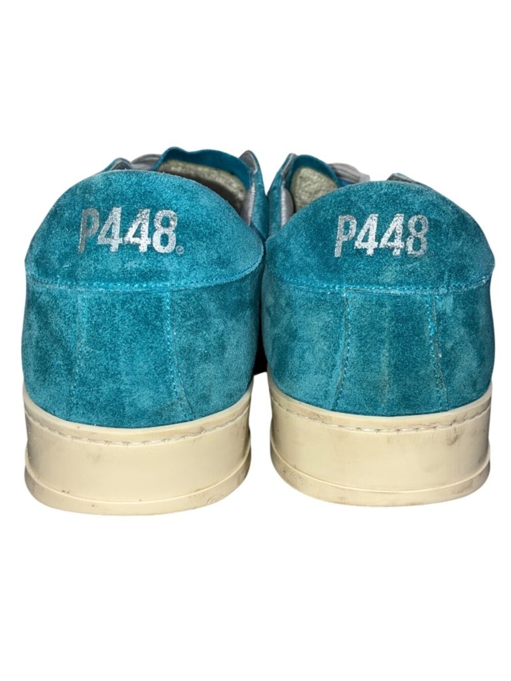 P448 Jack Caraibi Mens Low Top Suede Sneakers EU 48 US 14 Turquoise Blue - Picture 5 of 14